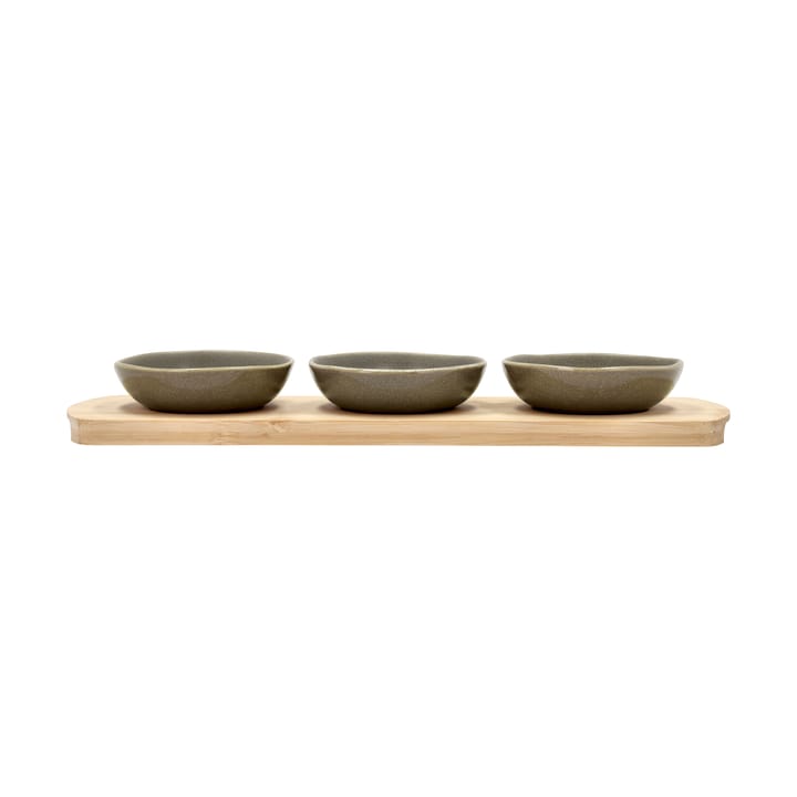 Shoku bamboo tray with 3 bowls - Warm Brown - Villa Collection