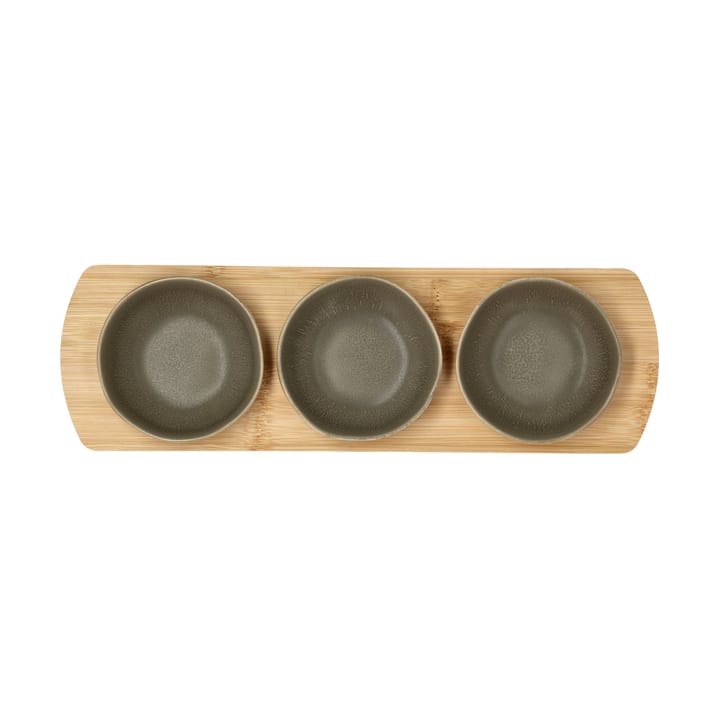 Shoku bamboo tray with 3 bowls, Warm Brown Villa Collection
