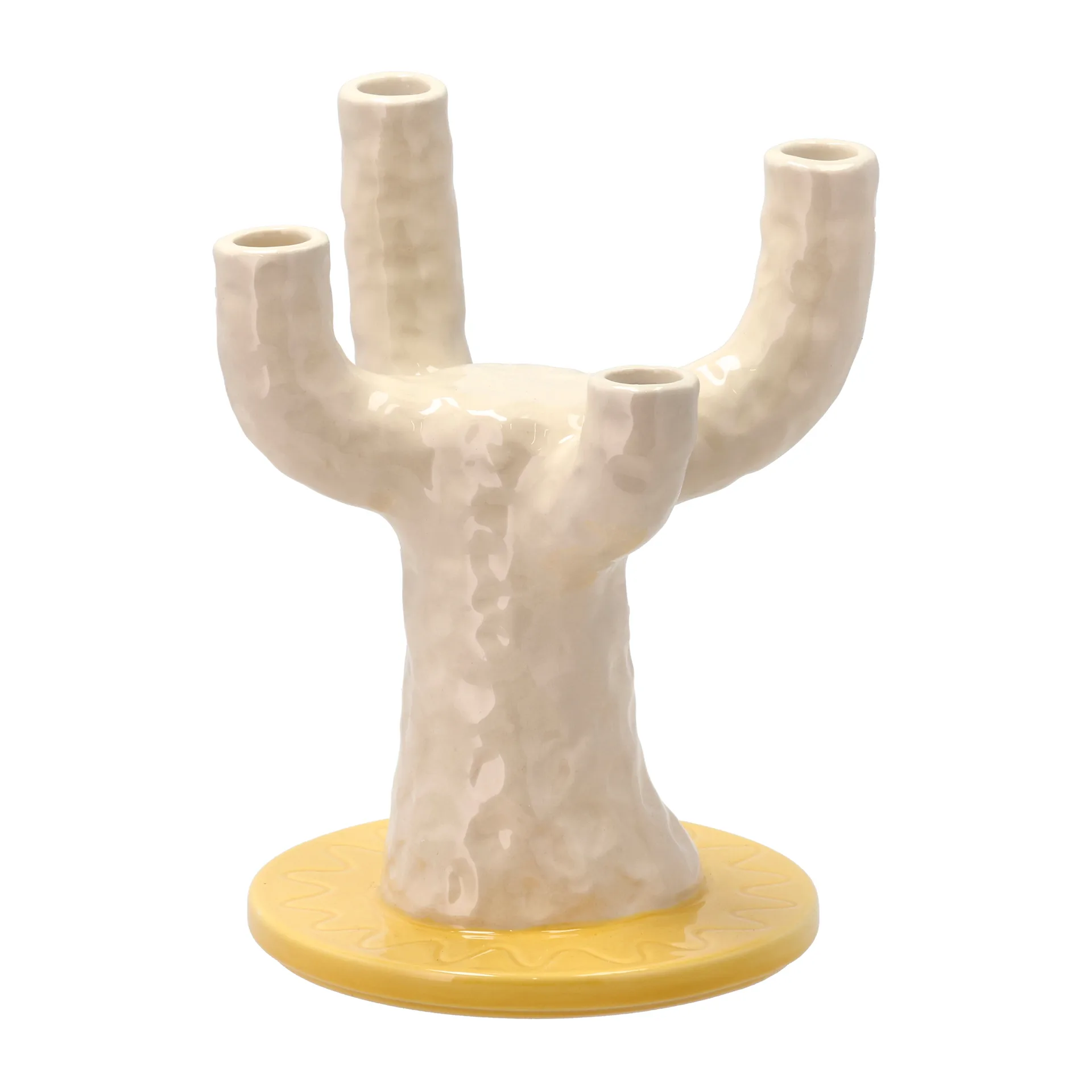 Styles candle sticks 19.5x25 cm, Yellow-white Villa Collection