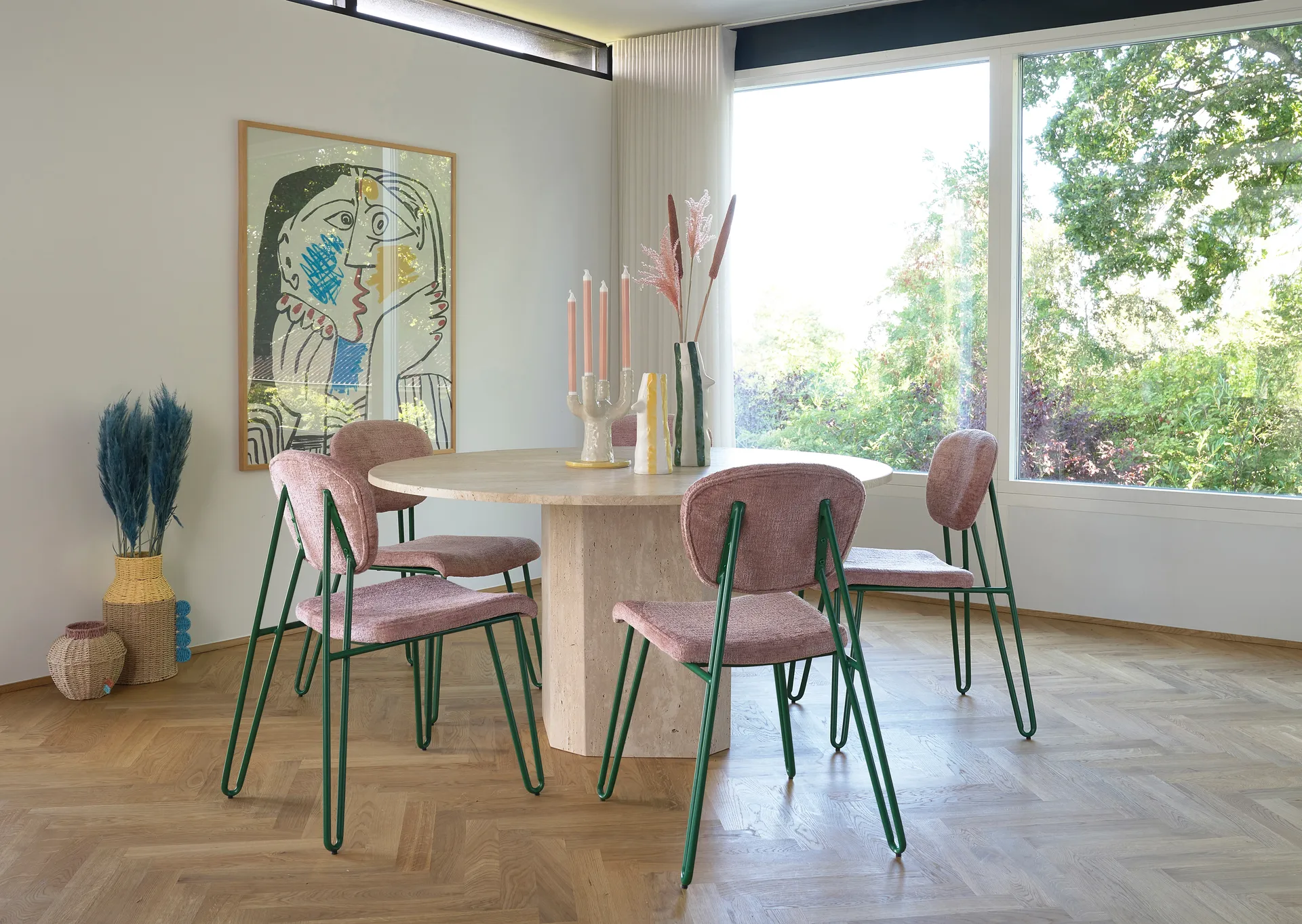 Styles candle sticks 19.5x25 cm, Yellow-white Villa Collection