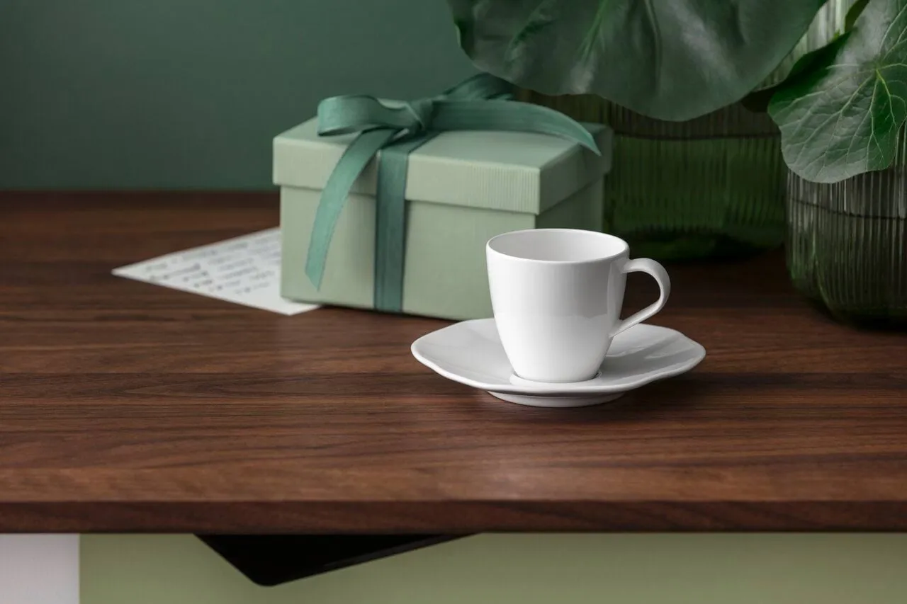 Pura espresso cup with saucer, White, 2 pieces Villeroy & Boch