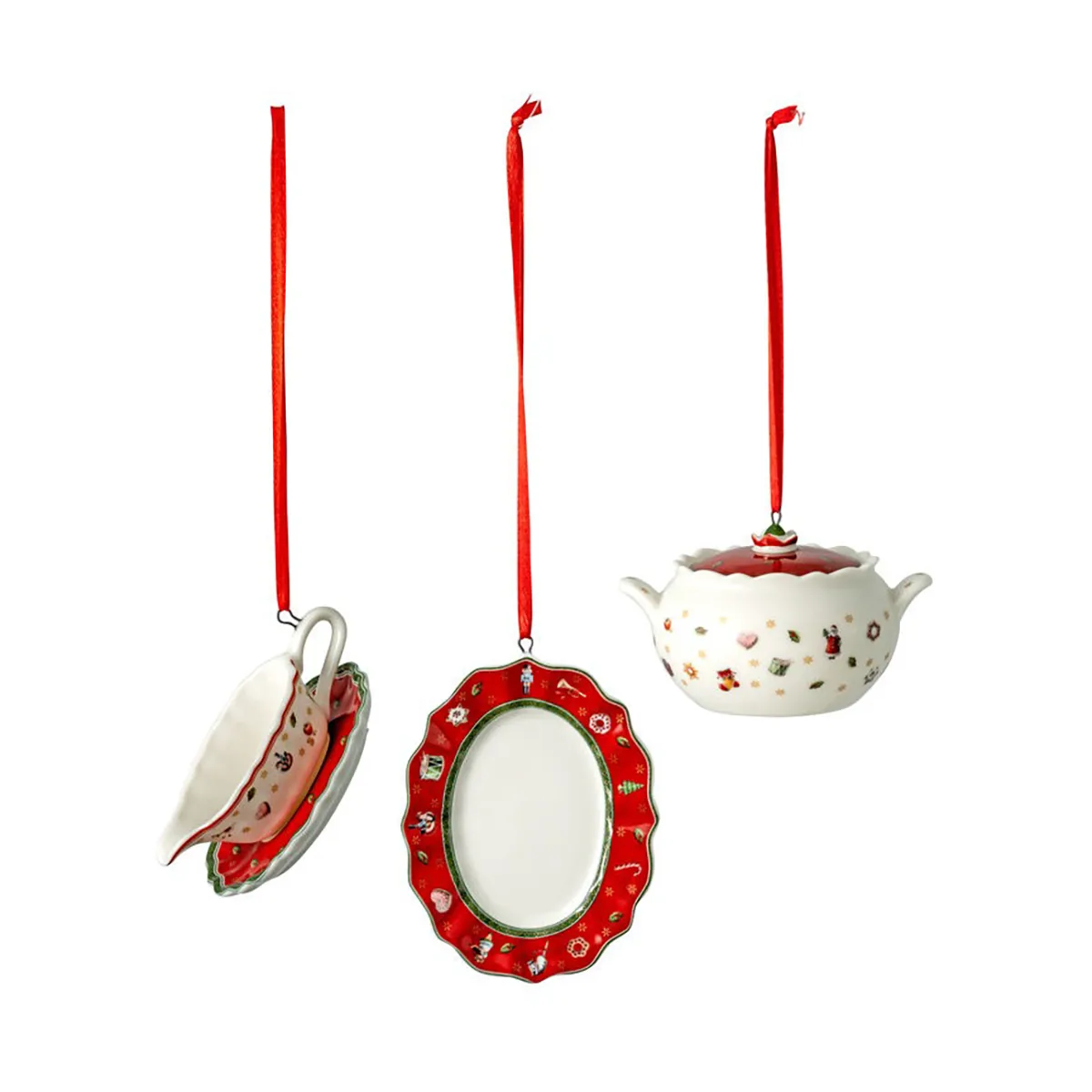 Toy's Delight Christmas tree bauble servering 3 pieces, White-red Villeroy & Boch