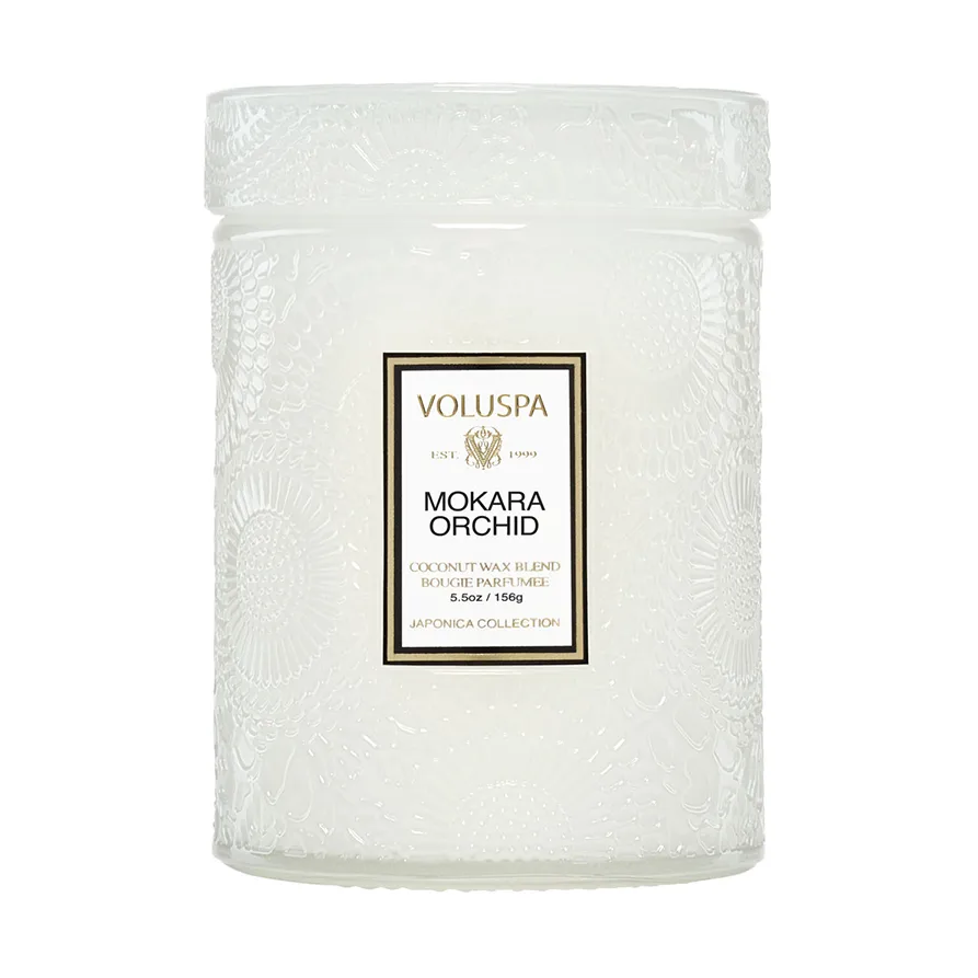 Japonica scented in glass jar 50 hours, Mokara Orchid Voluspa