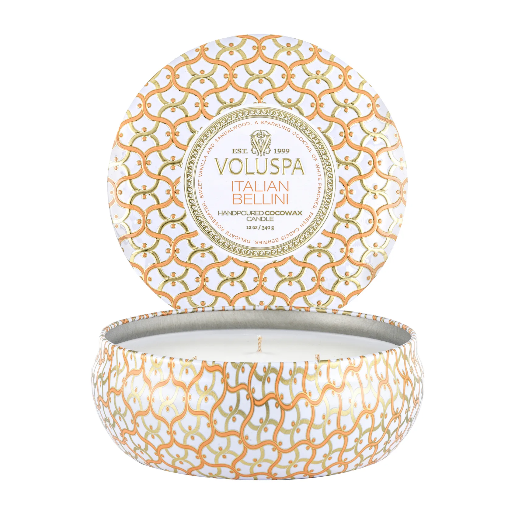 Maison Blanc 3-wick Tin scented 40 hours, Italian Bellini Voluspa