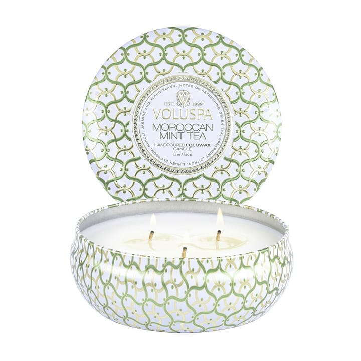 Maison Blanc 3-wick Tin scented 40 hours, Moroccan Mint Tea Voluspa