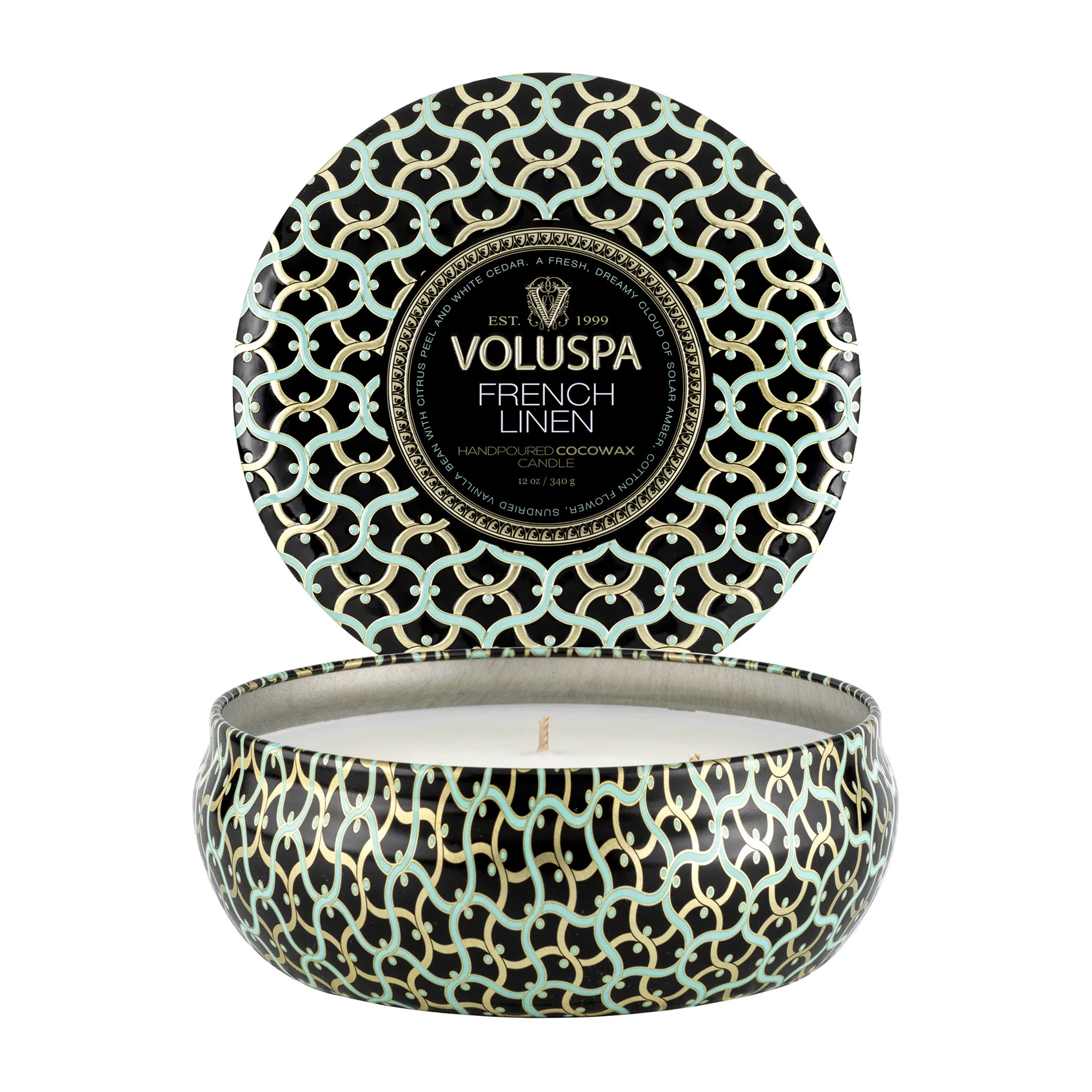 Maison Noir 3-wick Tin scented 40 hours, French Linen Voluspa
