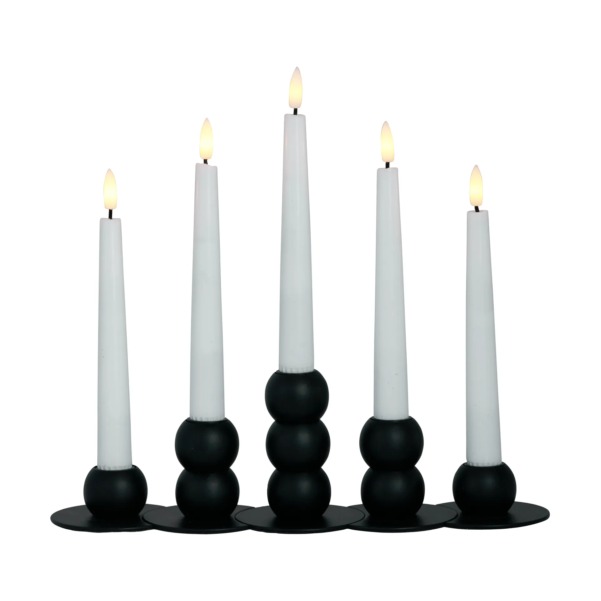Lykke combinable candle sticks incl. 5 pcs LED-light, Black Watt & Veke