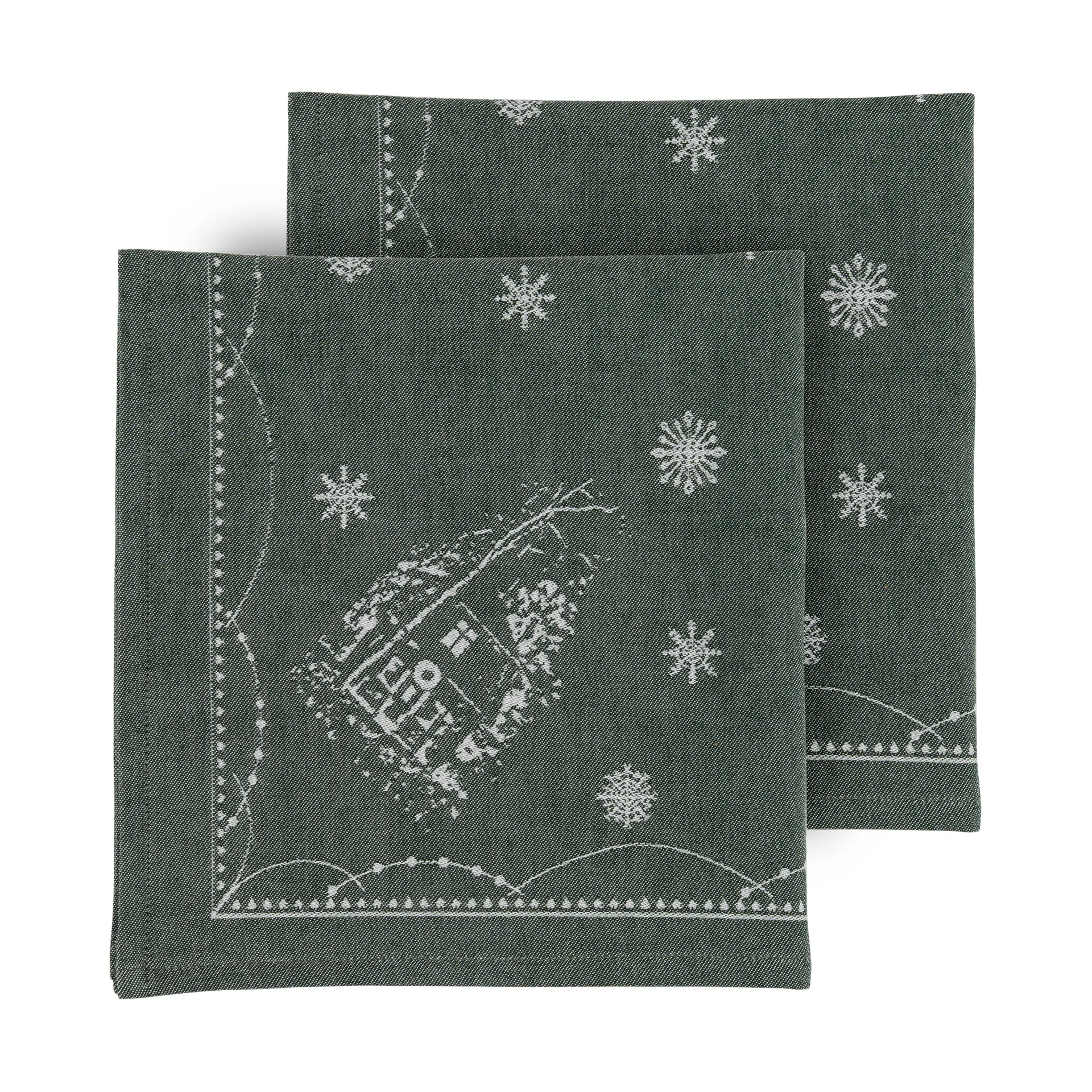 Christmas morning fabric napkin 45x45 cm 2-pack, White-green Wik & Walsøe