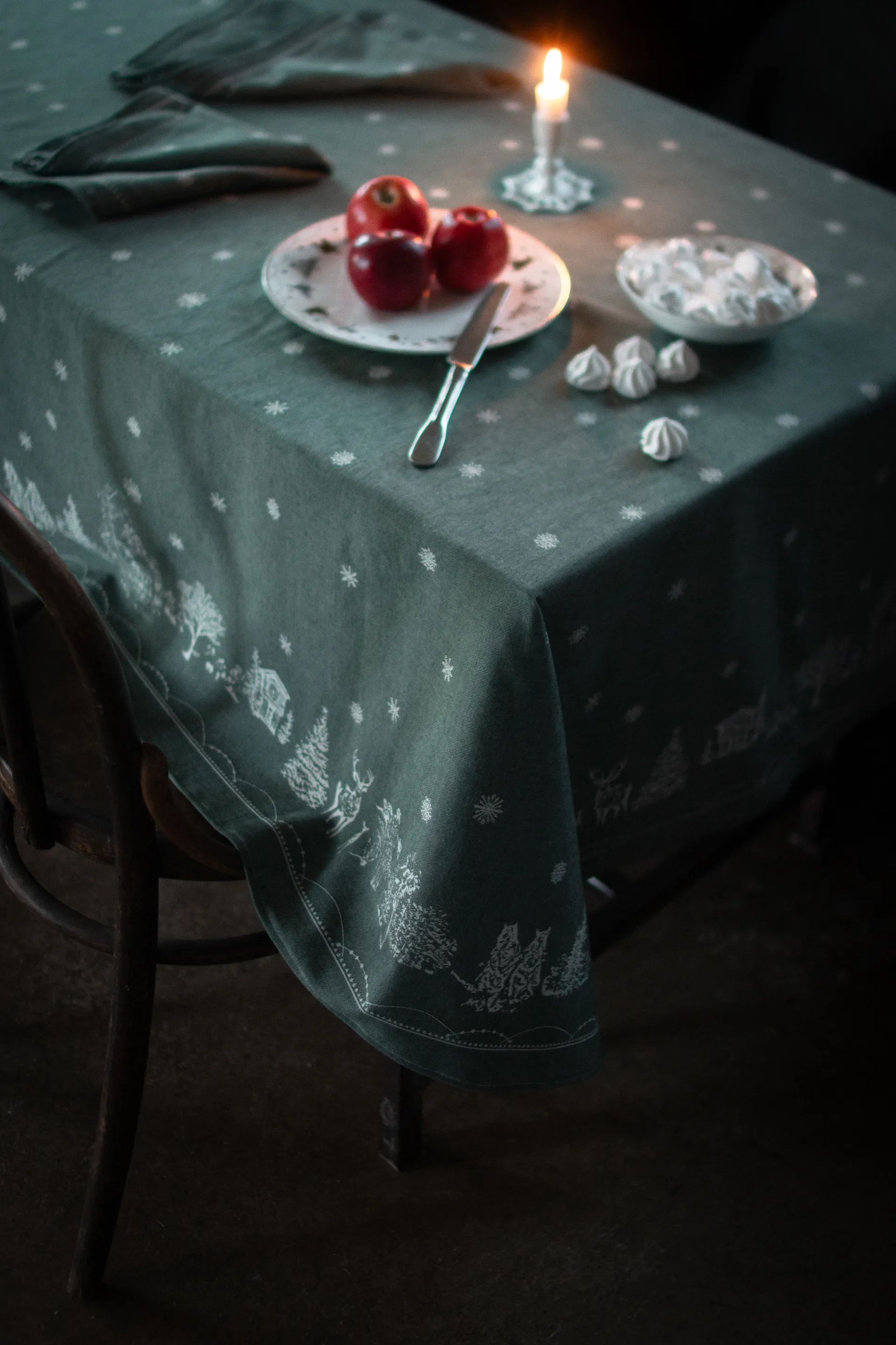 Christmas morning fabric napkin 45x45 cm 2-pack, White-green Wik & Walsøe