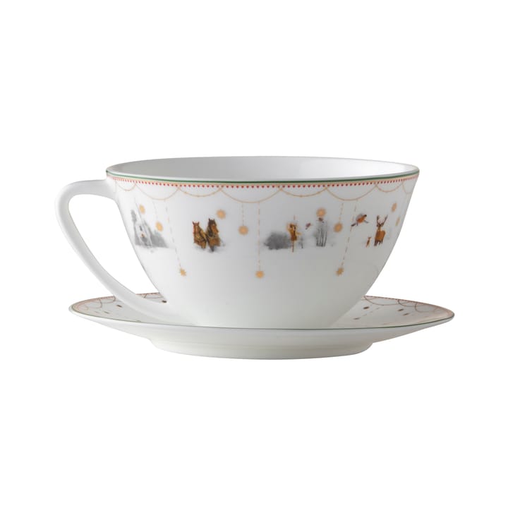 Julemorgen Story teacup with saucer, White-multi Wik & Walsøe