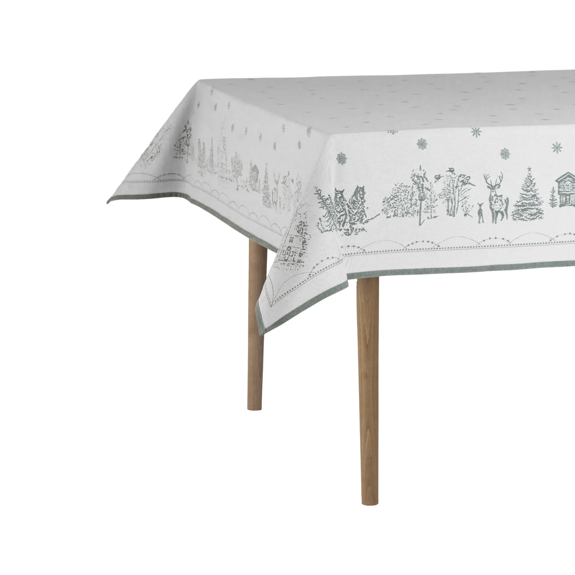 Julemorgen tablecloth, White-green, 140x300 cm Wik & Walsøe