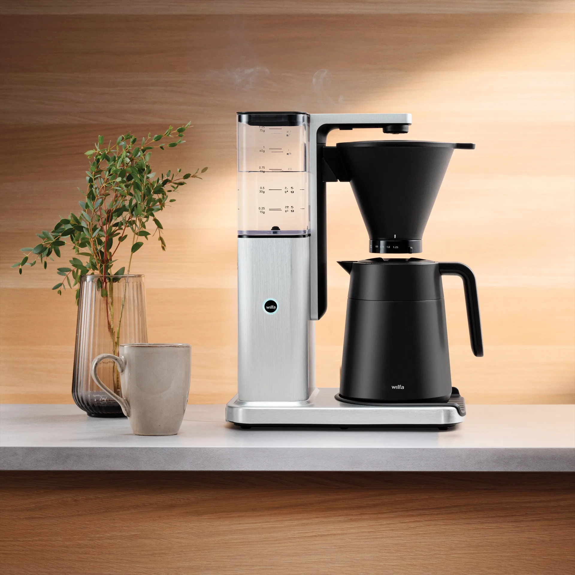 Wilfa Zense Alux thermal coffee maker, Aluminium-black, 1.25 L Wilfa