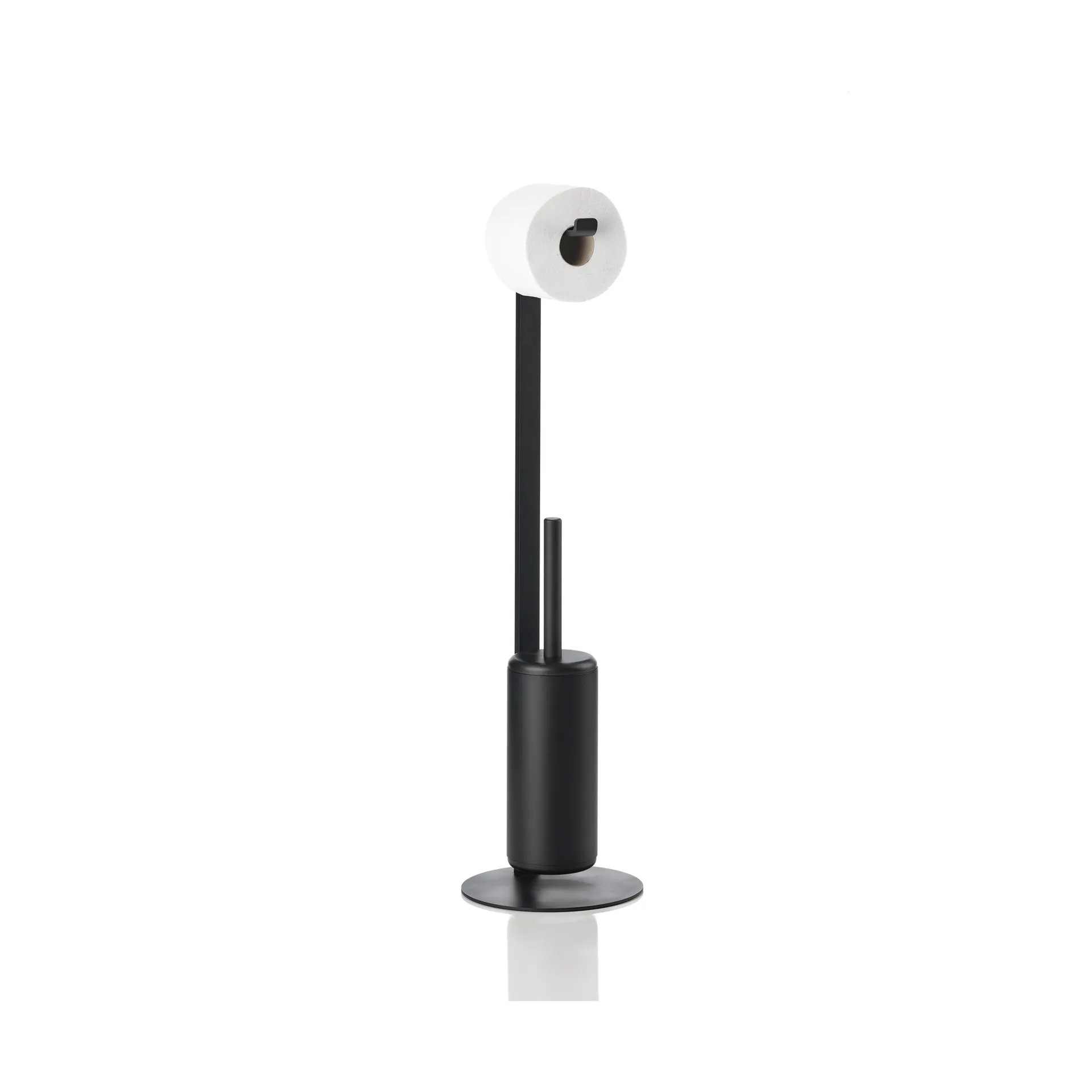 Rim toilet roll holder with brush, Black Zone Denmark