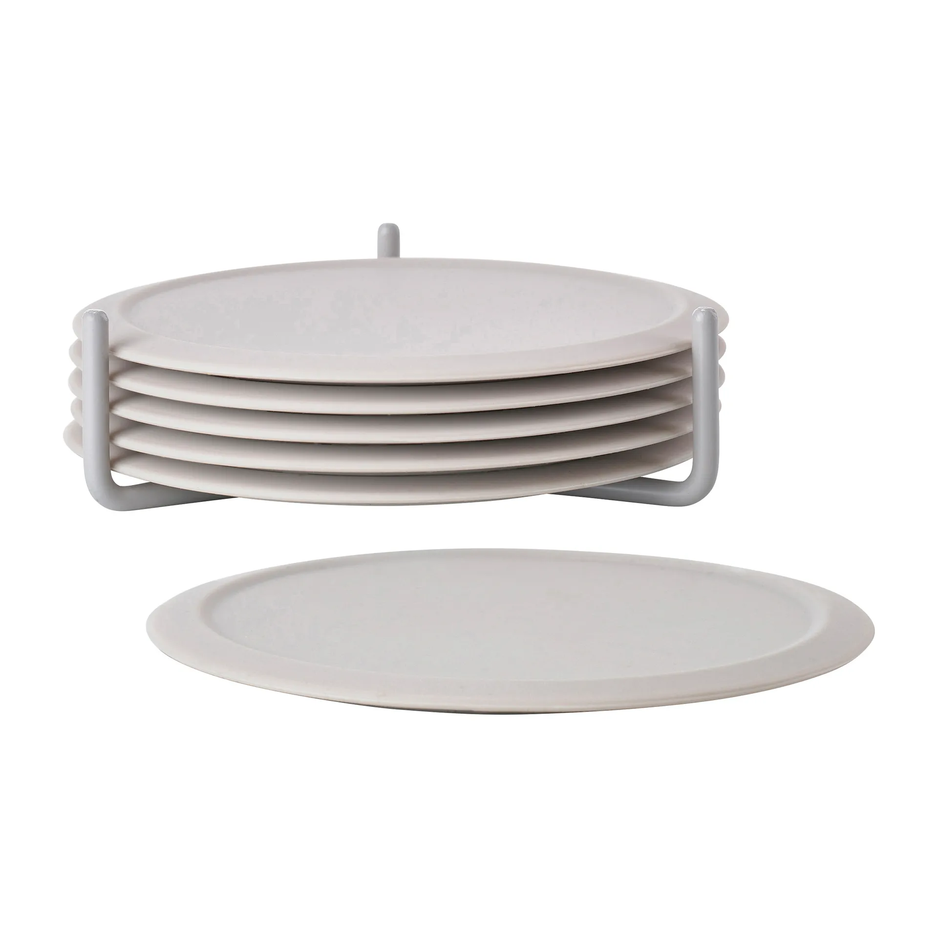 Singles coaster 6-pack with holder, Warm grey Zone Denmark