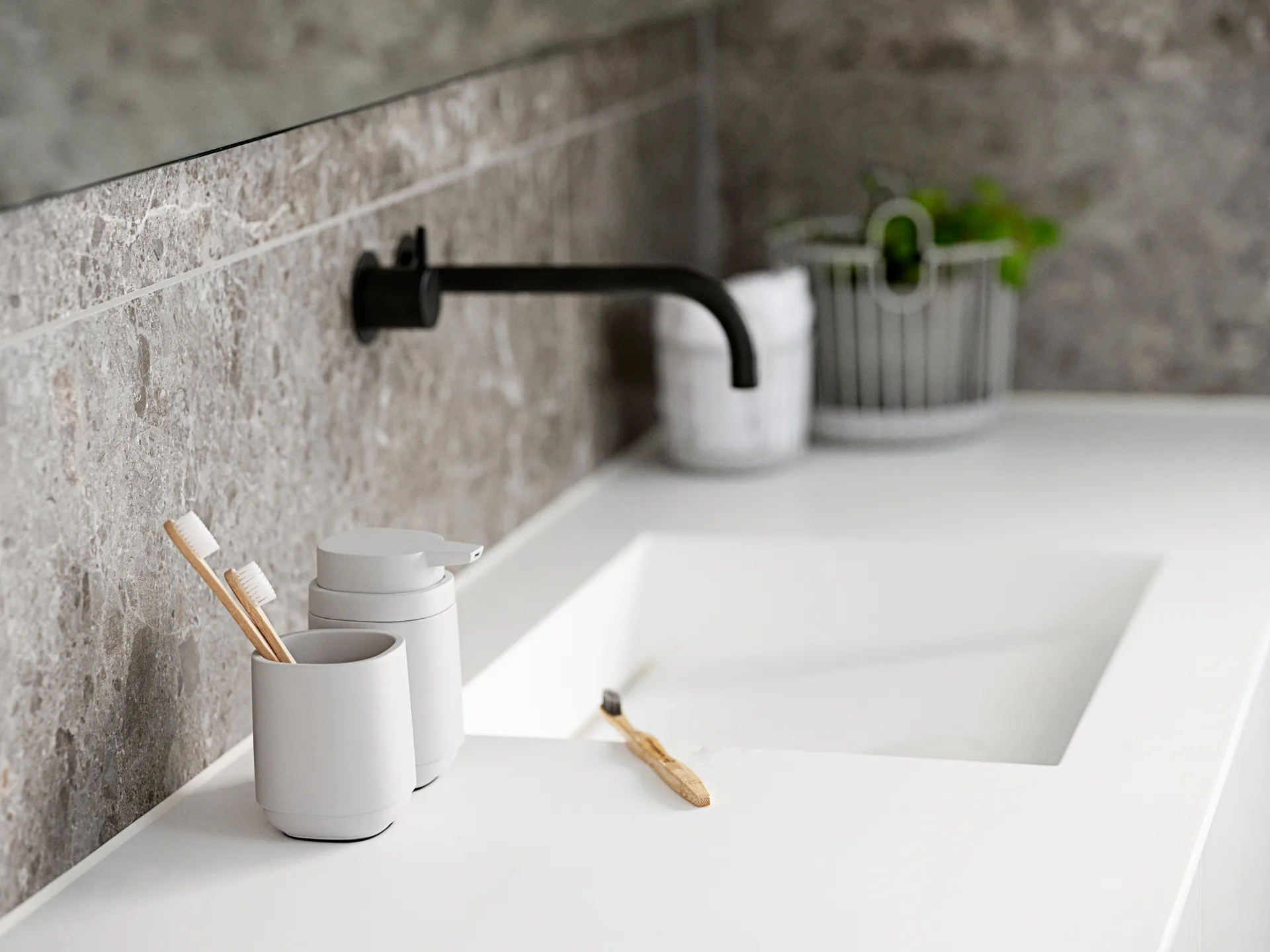 Time soap dispenser 13 cm, Soft grey Zone Denmark