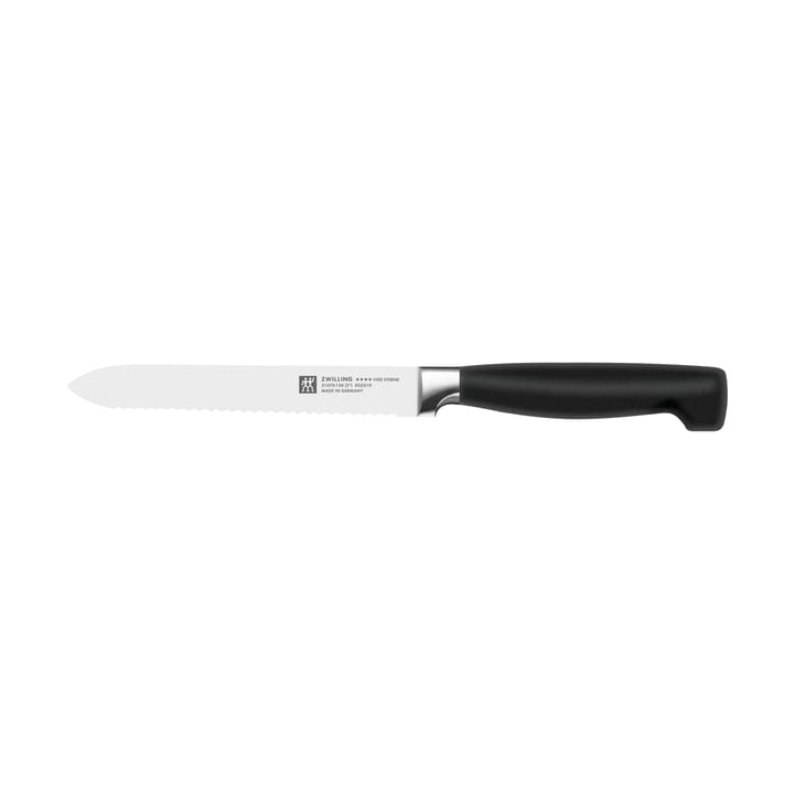 Zwilling Four star serrated utility knife 13 cm - Black-stainless steel - Zwilling