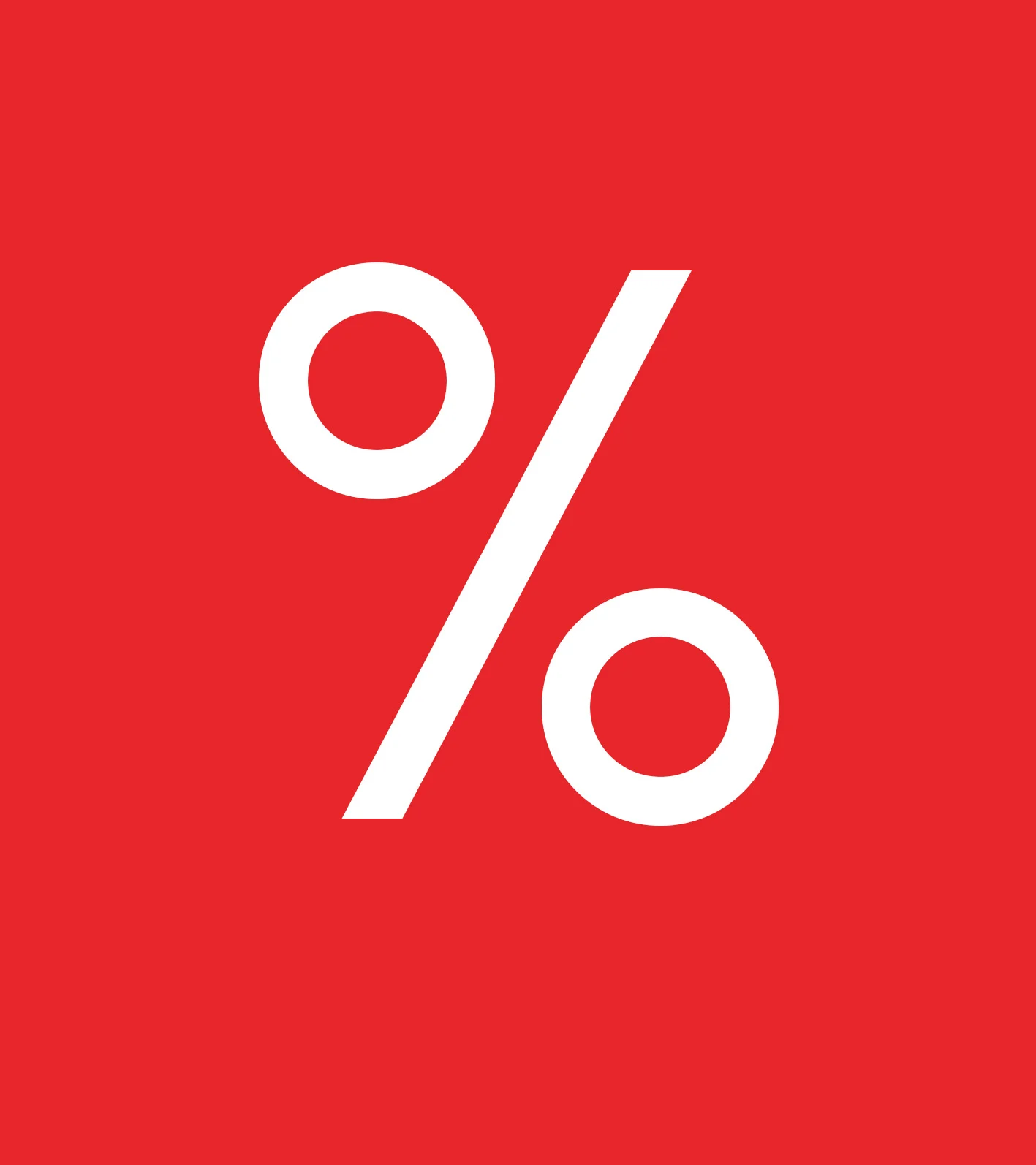 White percentage sign on a red background