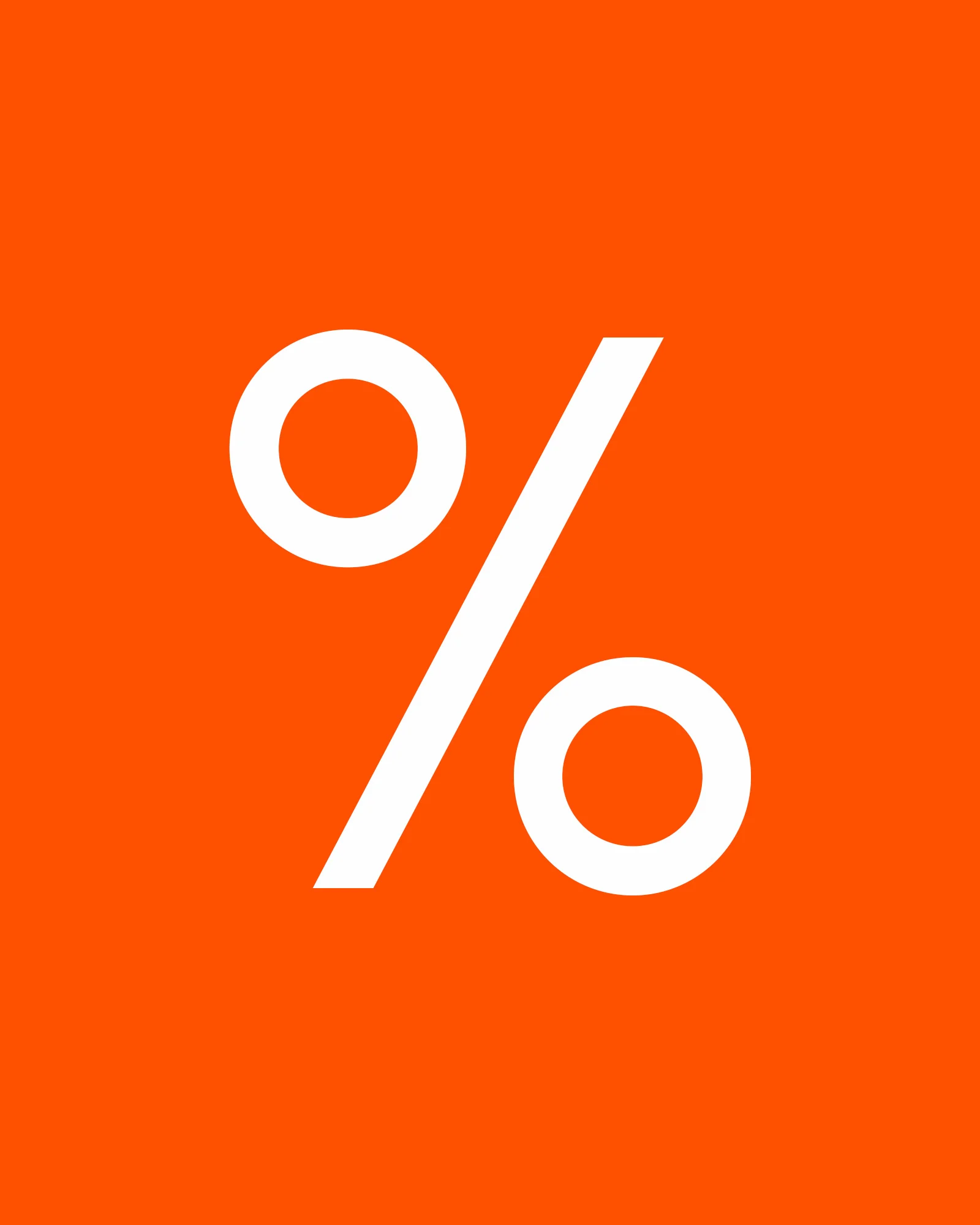 White percentage symbol on an orange background.